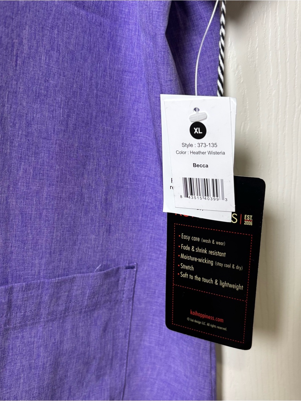 Set of 2 NEW Koi Basics Scrub Tops XL Women Purple Becca Medical Nursing Stretch - Picture 7 of 7
